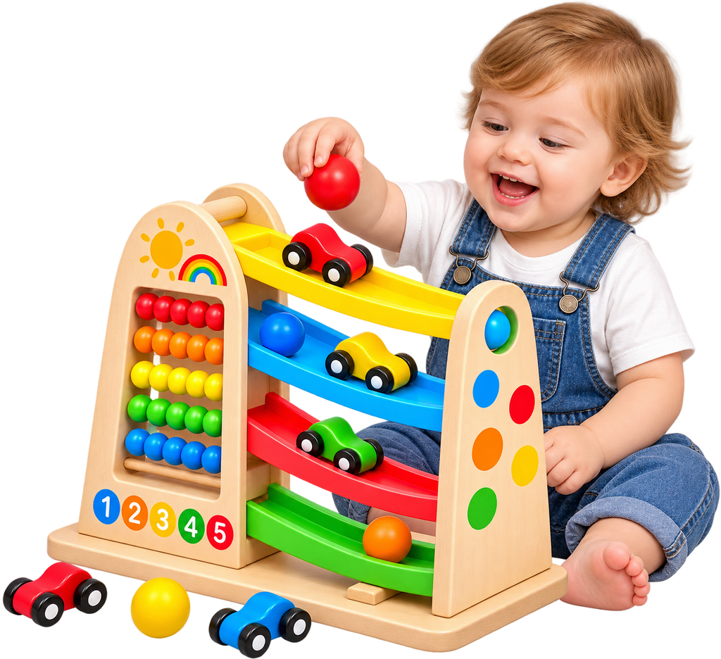 Wooden Abacus Car Slide Learning Toy | Montessori Educational Toy