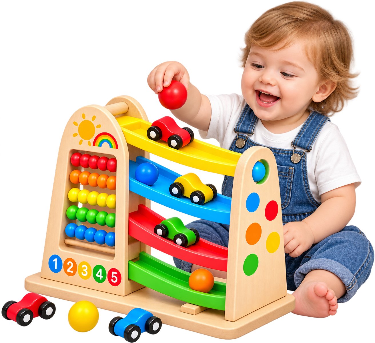 Wooden Abacus Car Slide Learning Toy | Montessori Educational Toy
