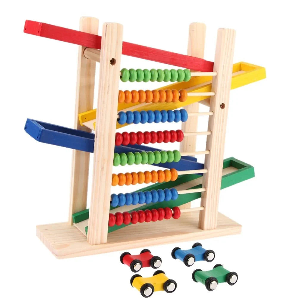 Wooden Abacus Car Slide Learning Toy | Montessori Educational Toy
