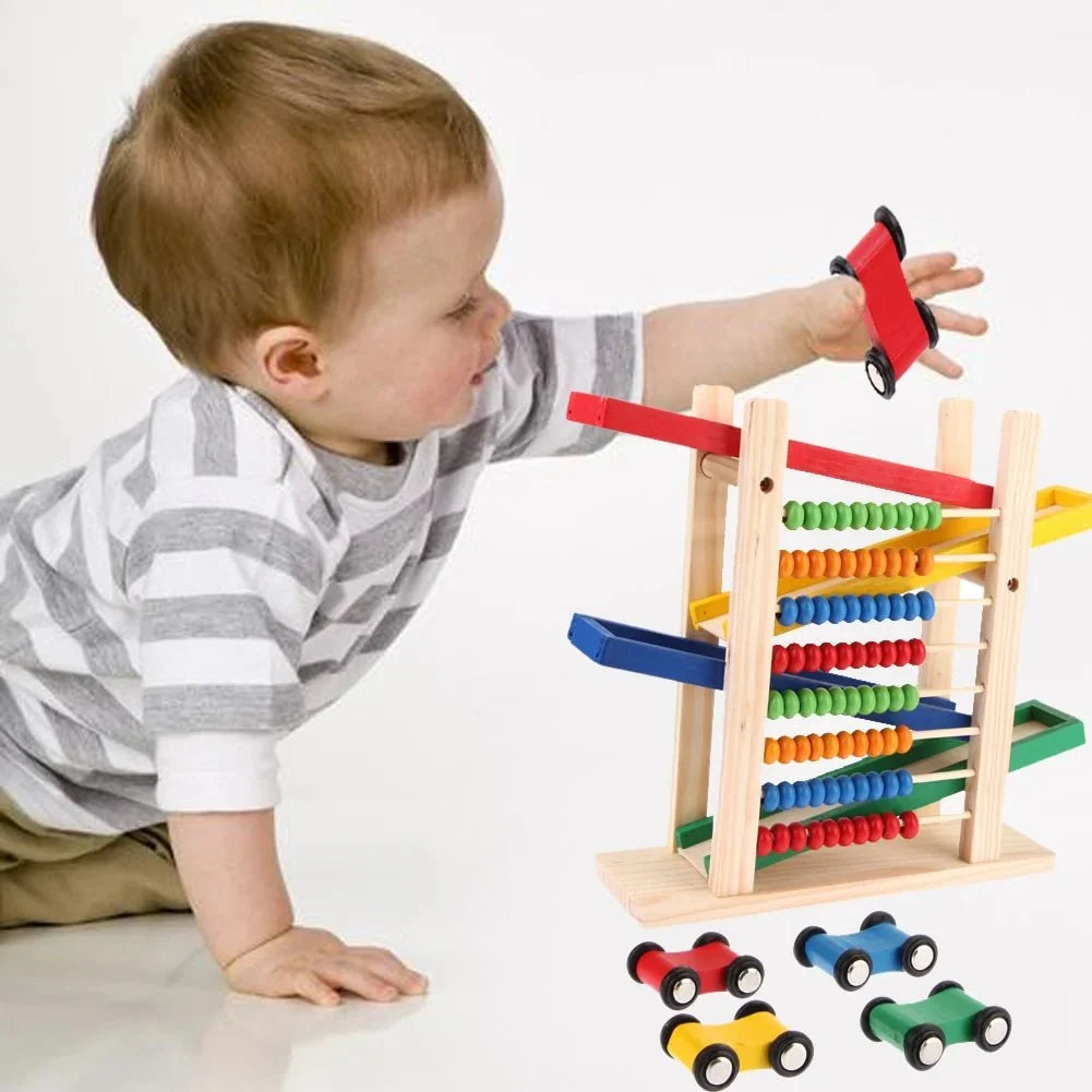 Wooden Abacus Car Slide Learning Toy | Montessori Educational Toy